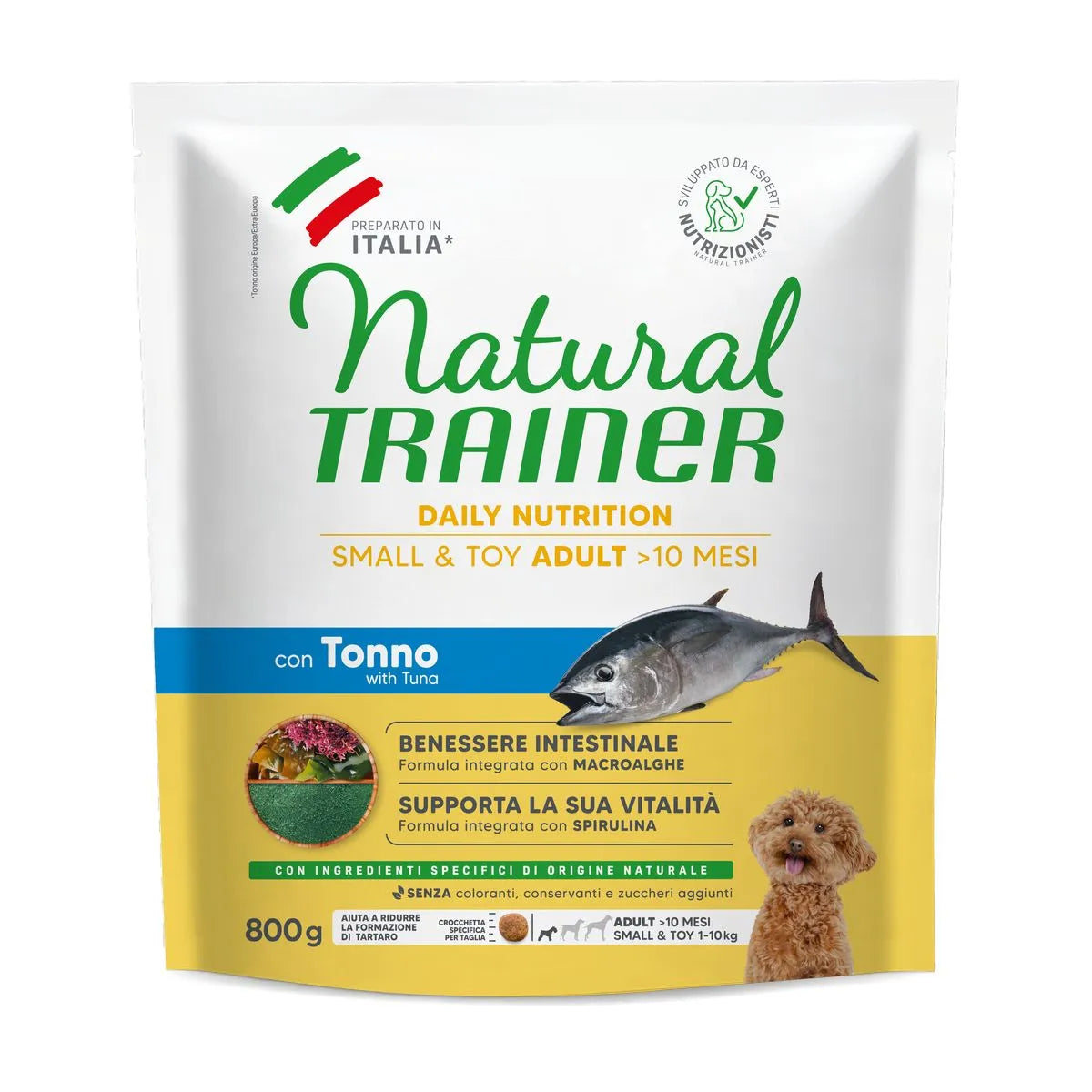 NATUAL TRAINER ADULT CON TONNO E RISO 800 GR.