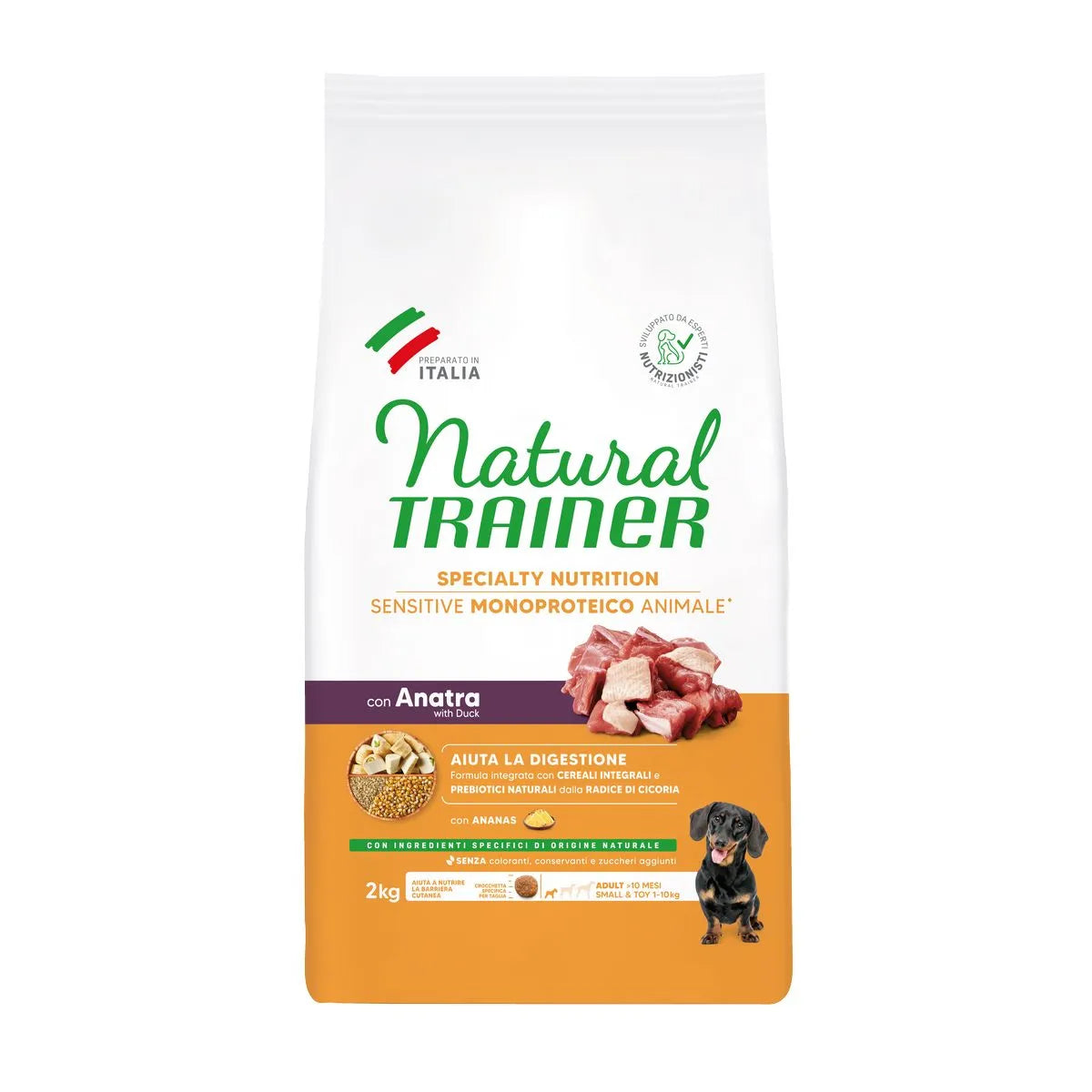 NATURAL TRAINER ADULT CON ANATRA E CEREALI INTEGRALI 2 KG.