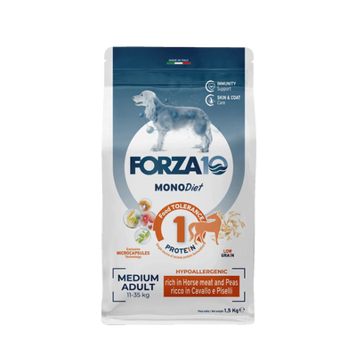 FORZA 10 MONODIET MEDIUM ADULT CON CAVALLO E PISELLI 1,5 KG