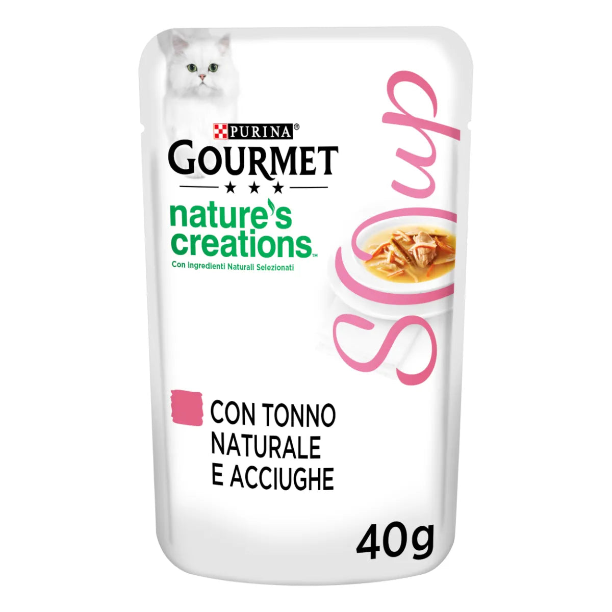 PURINA GOURMET SOUP BUSTINE  CON TONNO E ACCIUGHE 40 GR.