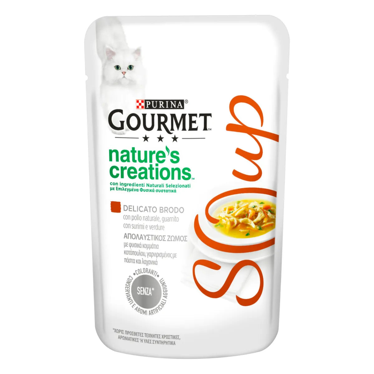 PURINA GOURMET SOUP BUSTINE CON POLLO SURIMI E VERDURE 40 GR.