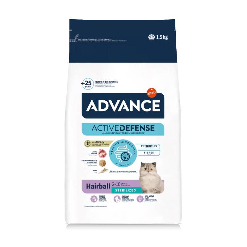 ADVANCE HAIRBALL STERILIZZATO CON  TACCHINO 1,5 KG.