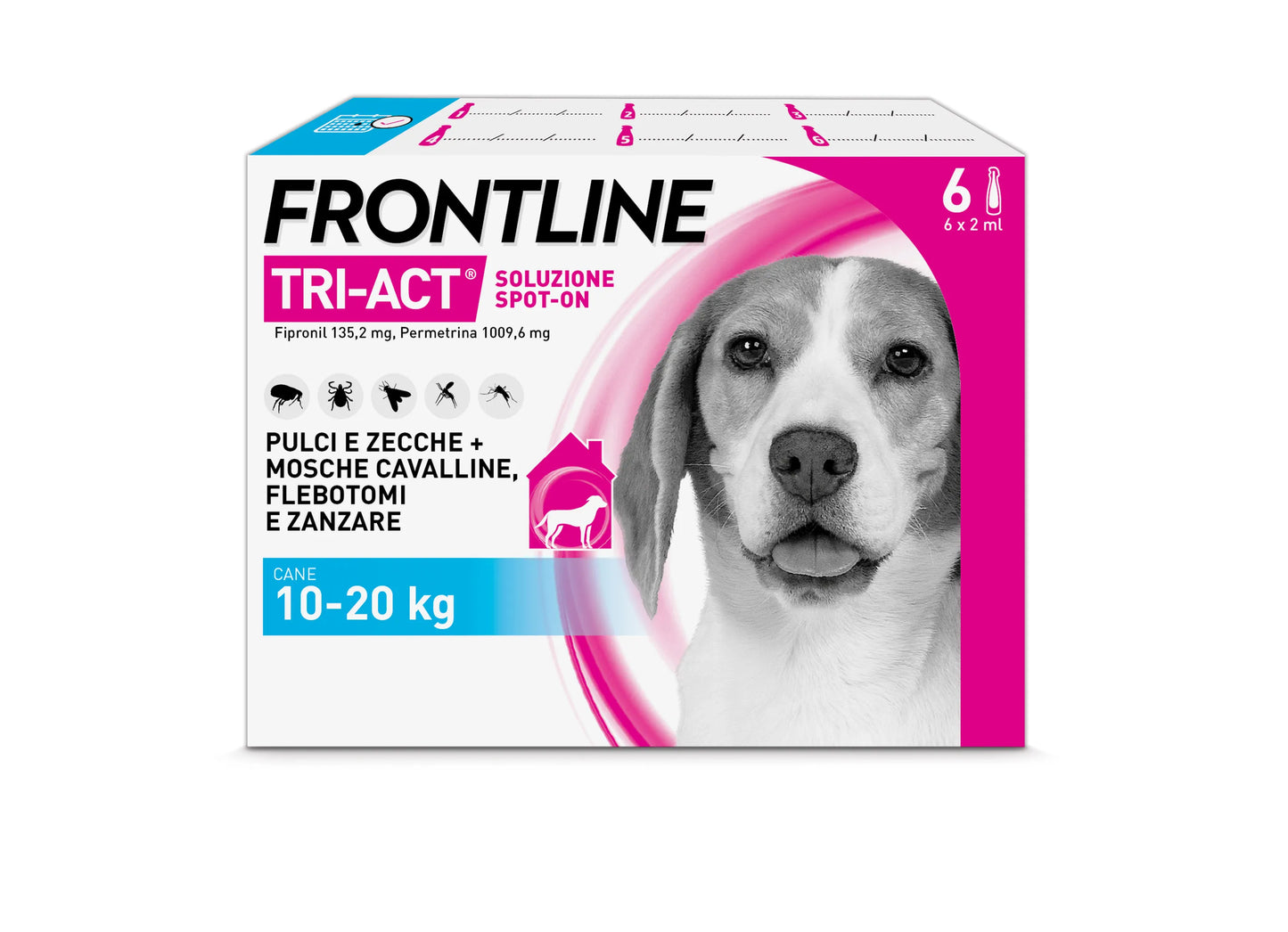 FRONTLINE TRI-ACT 2 ML CANI 10-20 KG 6 PIPETTE 69,80.