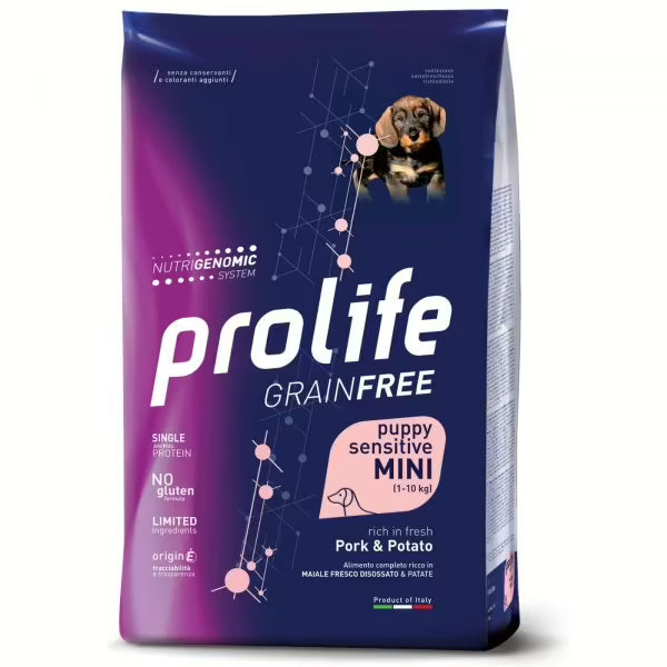 PROLIFE GRAIN FREE PUPPY SENSITIVE  CON MAIALE E PATATE 2 KG.
