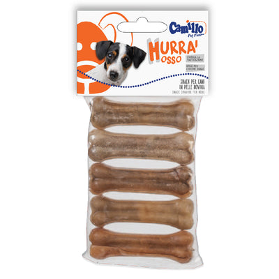 HURRA' OSSO NATURAL SNACK PER CANE IN PELLE DI BOVINA 5 PZ 90 GR