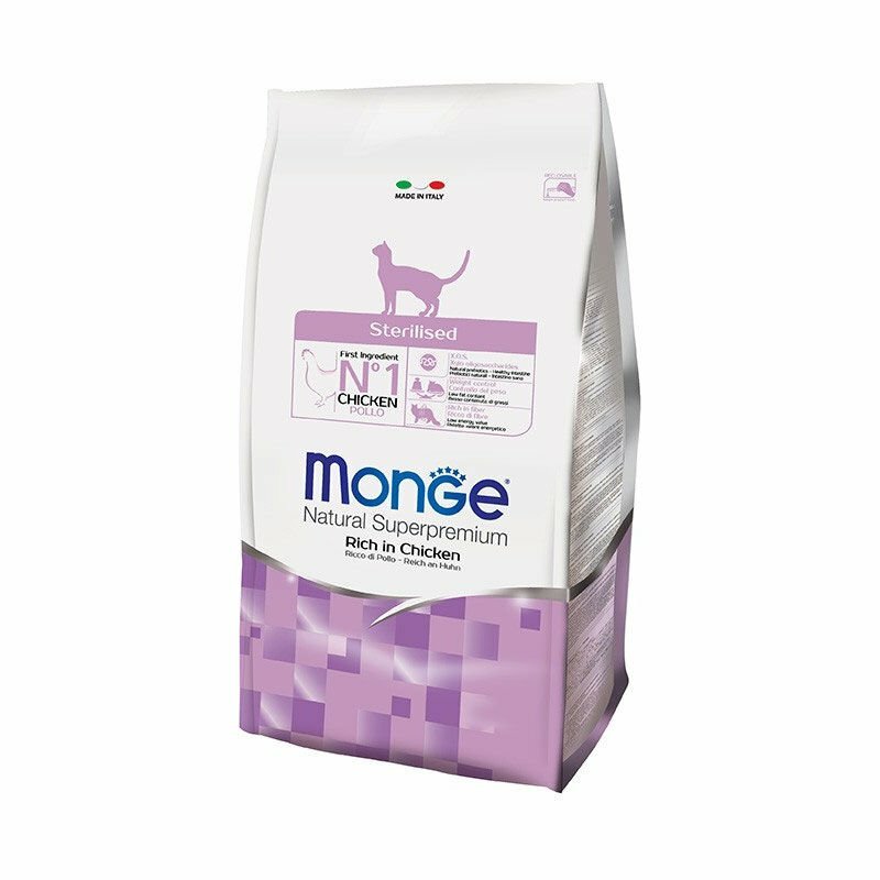MONGE NATURAL SUPERPREMIUM ADULT STERILIZZATO RICCO IN  POLLO 10 KG.