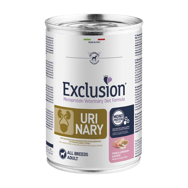 EXCLUSION URINARY ALL BREEDS ADULT CON MAIALE SORGO E RISO 400 GR.