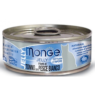MONGE NATURAL TONNO CON  PESCE BIANCO 80 GR.