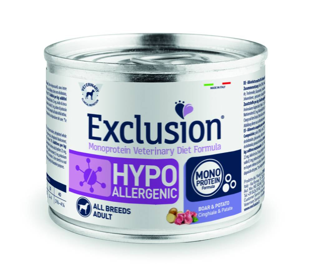 EXCLUSION HYPOALLERGENIC ADULT 200 GR CON CINGHIALE E PATATE.
