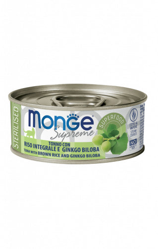 MONGE SUPREMA STERILIZZATA CON RISO INTEGRALE GINKGO BILOBA 80 GR.