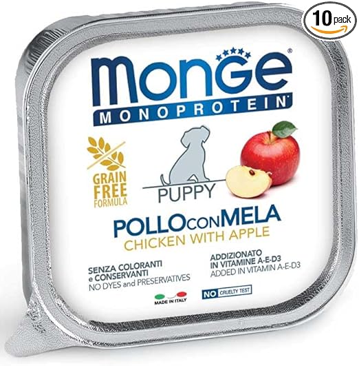 MONGE  MONOPROTEICO PUPPY PATE' CON POLLO E MELA 150 GR.