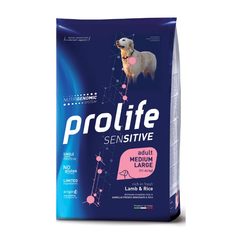 PROLIFE ADULT MEDIUM LARGE RICCO IN AGNELLO E RISO 10  KG.