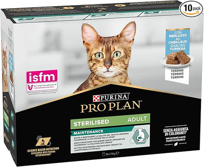 PURINA PROPLAN BAULETTO ADULT STERILISED CON MERLUZZO 10 X 75 GR.