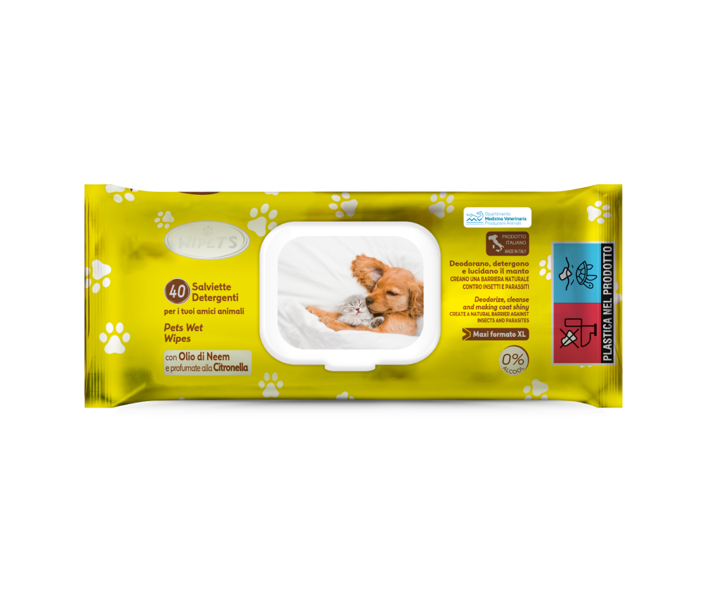 WIPETS SALVIETTE DETERGENTI 40 PEZZI OLIO DI NEEM E CITRONELLA