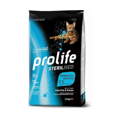 PROLIFE GRAIN FREE STERILIZZATO GATTO RICCO IN SOGLIOLA E PATATE 1,5 KG.