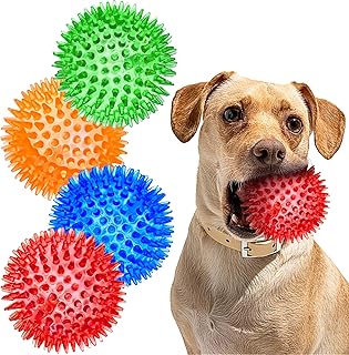 PALLINA RIMBALZANTE CON PUNTE IN TPR PER IL TUO CANE COL ARANCIONE-ROSSA
