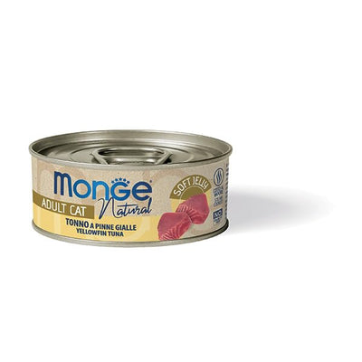 MONGE NATURAL ADULT CON TONNO A PINNE GIALLE IN JELLY 80 GR.