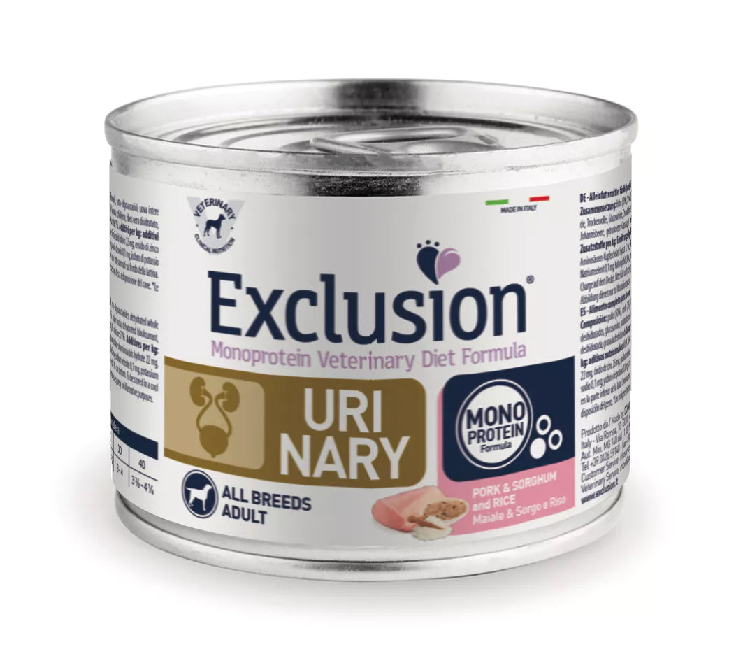 EXCLUSION URINARY ALL BREEDS ADULT CON MAIALE SORGO E RISO 200 GR.
