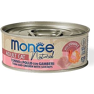 MONGE NATURAL TONNO E POLLO CON GAMBERETTI 80 GR.