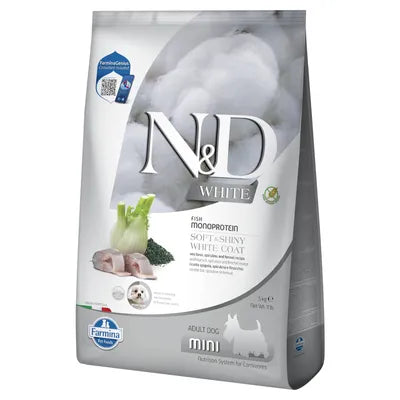 FARMINA N&D WHITE ADULT MINI CON SPIGOLA, SPIRULINA E  FINOCCHIO 5 KG