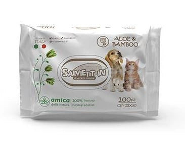 SALVIETTINE INGIENICHE AMICA DELLLA NATURA 100 PZ CM 15X30 ALOE & BAMBOO