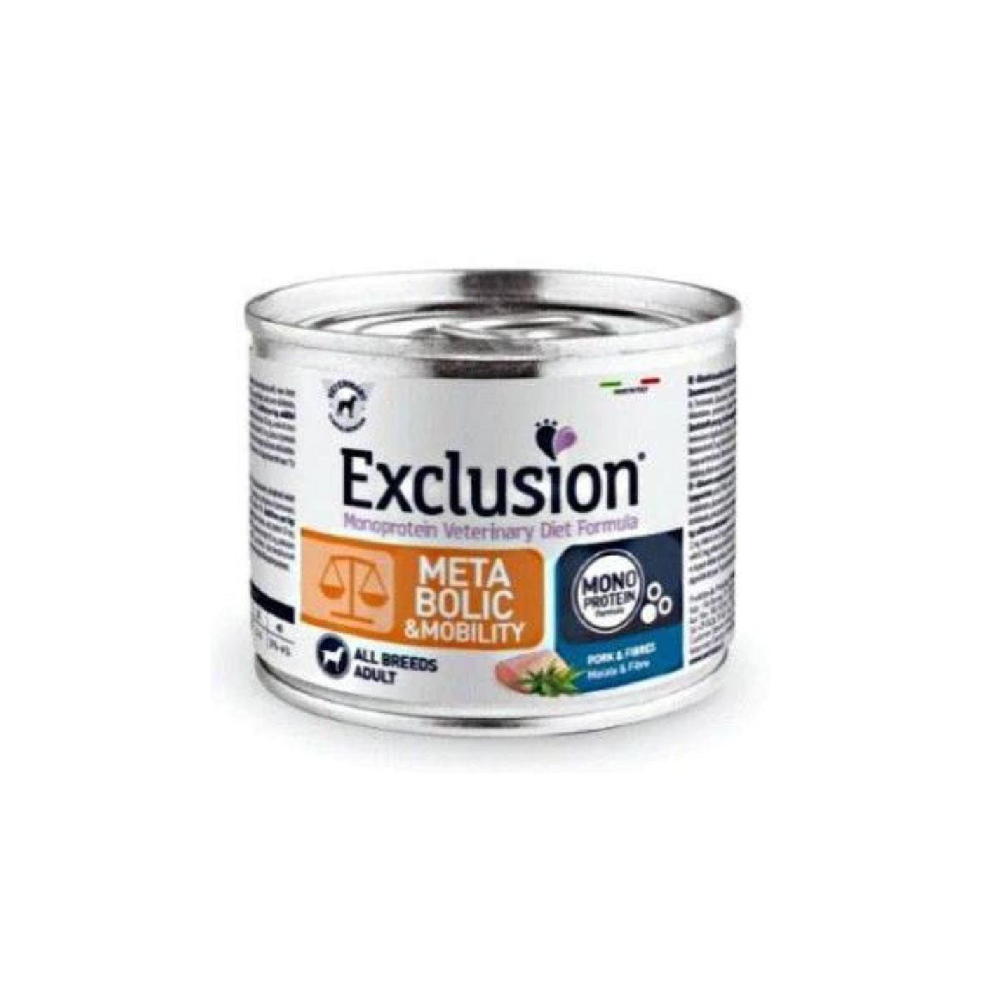 EXCLUSION MEBALOTIC E MOBILITY ALL BREEDS ADULT CON MAIALE E FIBRE 200 GR.