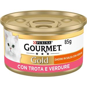 PURINA GOURMET DADINI IN SALSA CON  TROTA E VERDURA. 85 GR