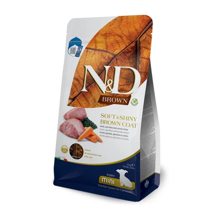 FARMINA N&D BROWN PUPPY MINI AGNELLO SPIRULINA  E CAROTA  KG 1,5