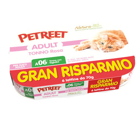 PETREET ADULT TONNO ROSA CON FAGIOLINI 6 X 70 GR