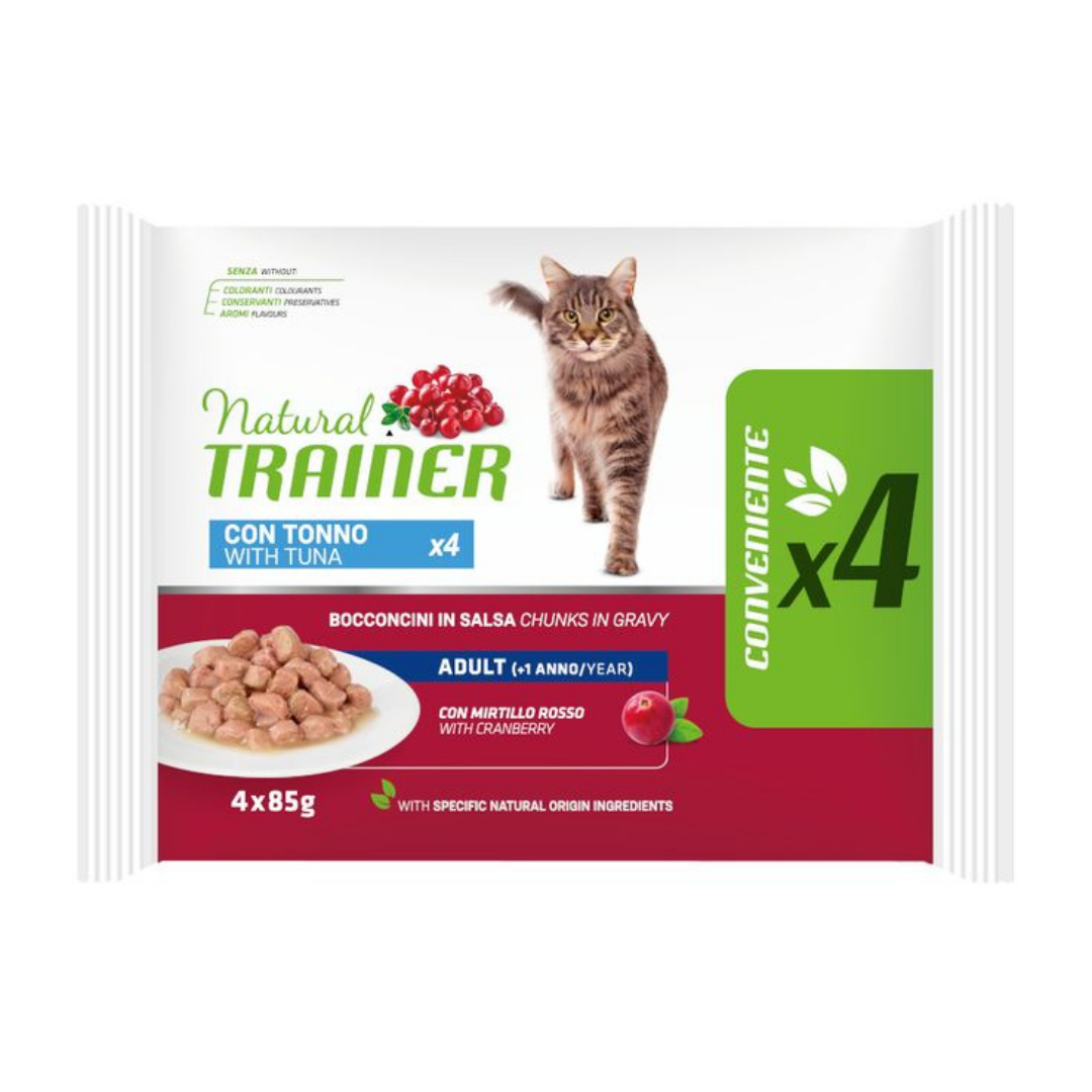 NATURAL TRAINER GATTO ADULT FLOW PACK CON TONNO 4 X 85 GR