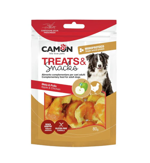 CAMON TREATS&SNACHA  MELA E POLLO CANE 80 GR.