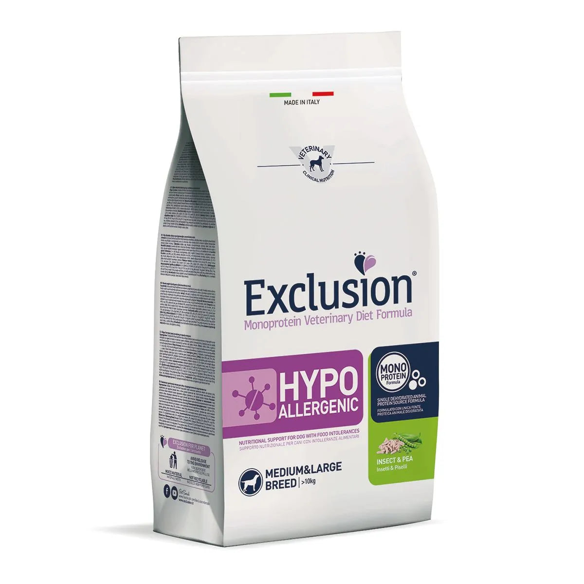 EXCLUSION  HYPOALLERGENIC MEDIUM&LARGE ADULT  INSETTI E PISELLI 2 KG.
