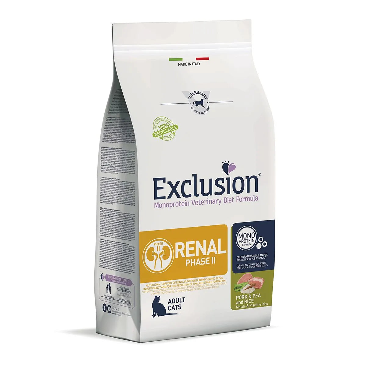 EXCLUSION RENAL FASE 2 GATTO ADULT MAIALE PISELLI E RISO 300 GR.