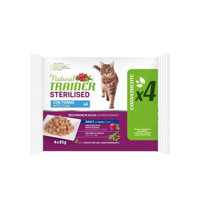NATURAL TRAINER GATTO STERILIZZATO FLOW PACK CON TONNO 4 X 85 GR