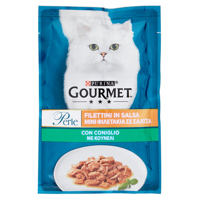 PURINA GOURMET PERLA BUSTINA  FILETTINI IN SALSA MINI CON CONIGLIO. 85 GR
