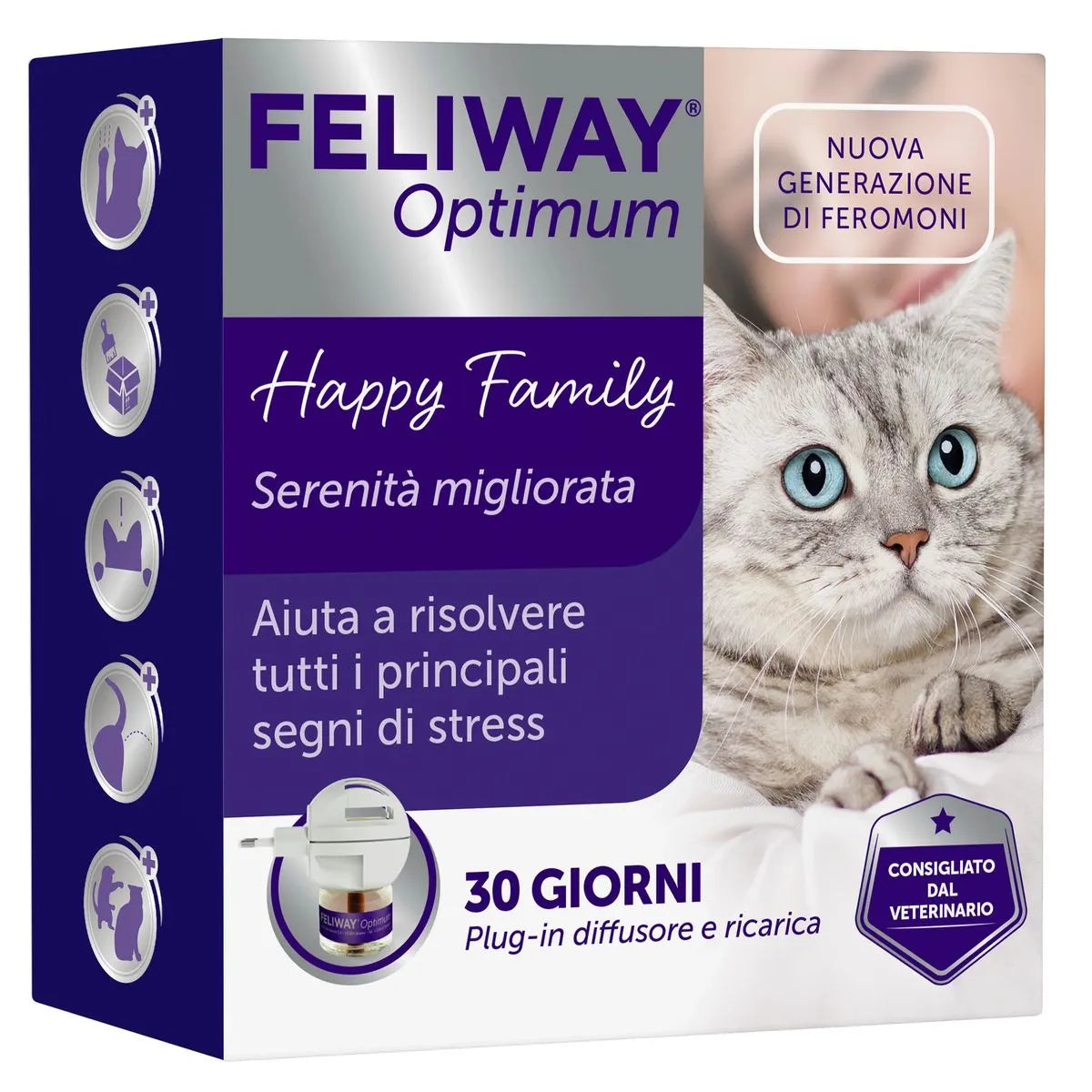 FELIWAY OPTIUM AIUTA A RISOLVERE TUTTI I PRINCIPALI SEGNI DI STRESS DIFFUSORE+RICARICA 30 GIORNI 48 ML