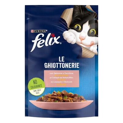 PURINA GHIOTTONERIE CON SALMONE E ZUCCHINE 4 X 85 GR.
