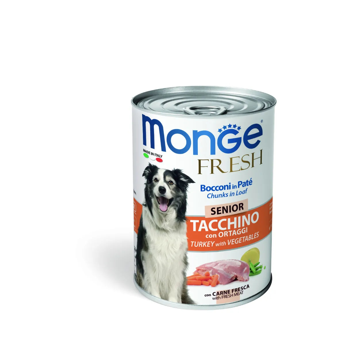 MONGE FRESH BOCCONI PATE' SENIOR TACCHINO CON ORTAGGI 400 GR.