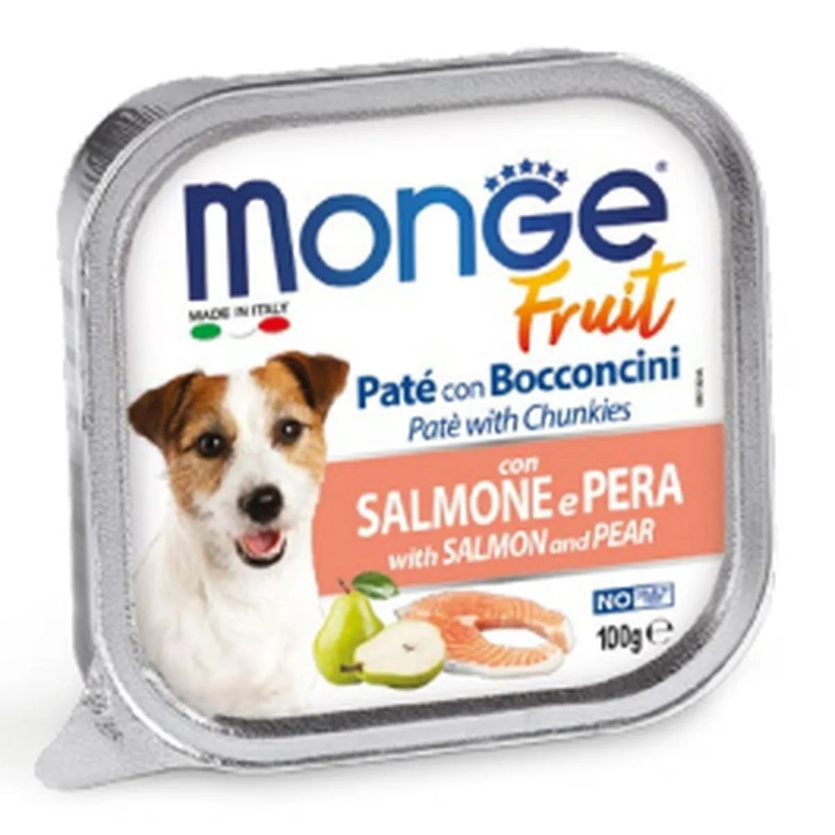 MONGE FRUIT  CON SALMONE E PERA 100 GR.