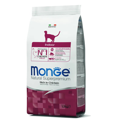 MONGE NATURAL SUPERPREMIUM ADULT GATTO INDOOR  CON POLLO 1,5 KG.