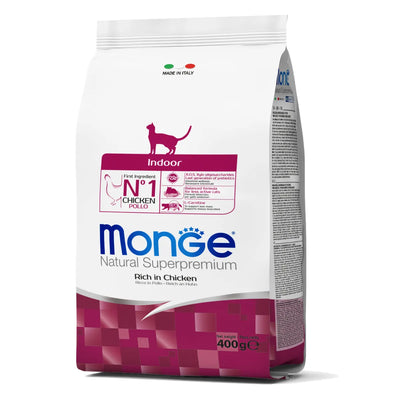 MONGE NATURAL SUPERPREMIUM ADULT GATTO INDOOR CON POLLO 400 GR.