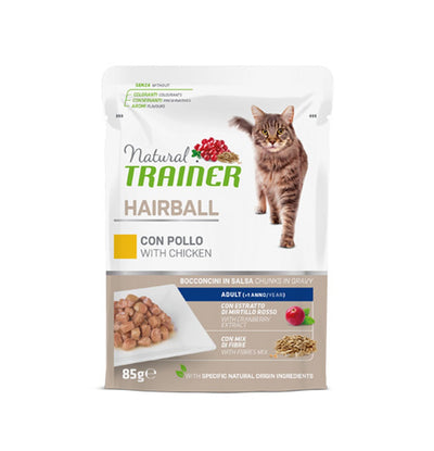 NATURAL TRAINER CAT BUSTINE HAIRBALL CON  POLLO 85 GR.