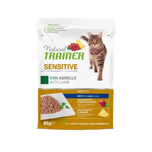 NATURAL TRAINER CAT  BUSTINE SENSITIVE CON AGNELLO 85 GR.