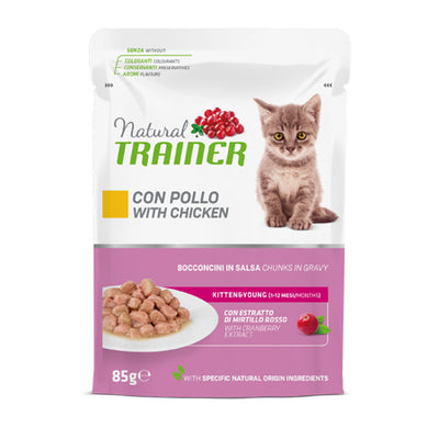 NATURAL TRAINER  KITTEN&YOUNG CON  POLLO 85 GR.