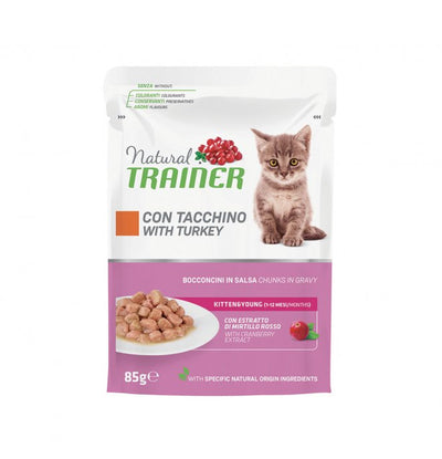 NATURAL TRAINER BUSTINA KITTEN&YOUNG CON  TACCHINO 85 GR.