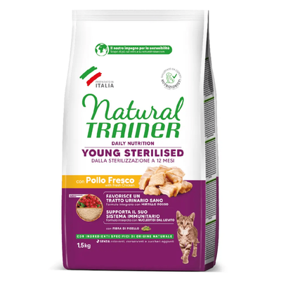 NATURAL TRAINER CAT YOUNG STERILIZZATO CON POLLO KG 1,5