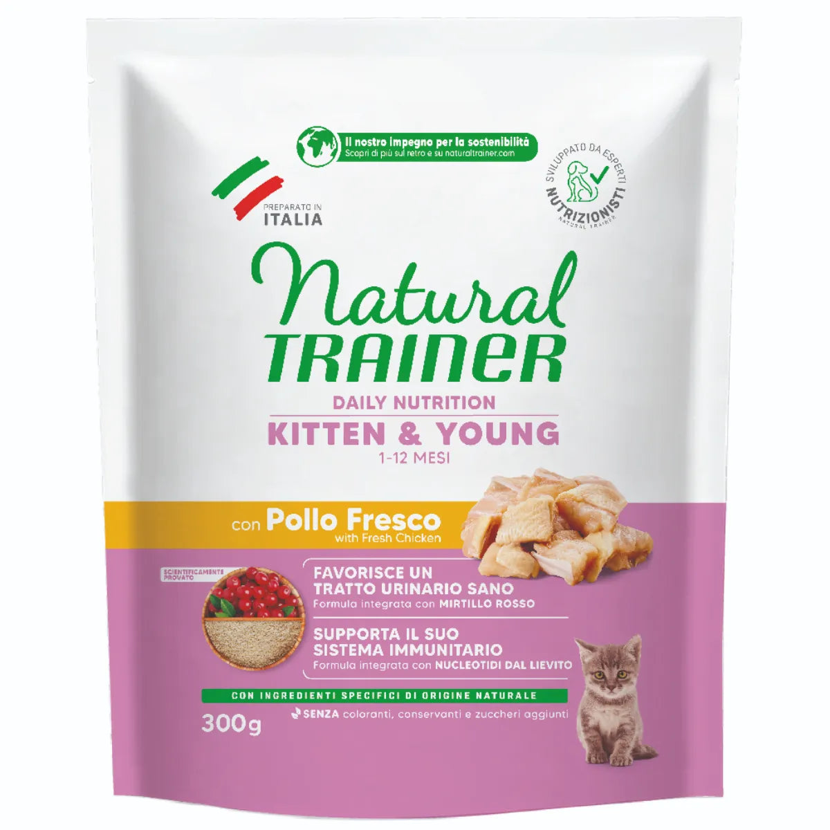 NATURAL TRAINER CAT   KITTEN&YOUNG  CON POLLO 300 GR