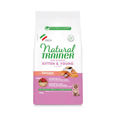 NATURAL TRAINER GATTO KITTEN&YOUNG CON SALMONE 1,5 KG