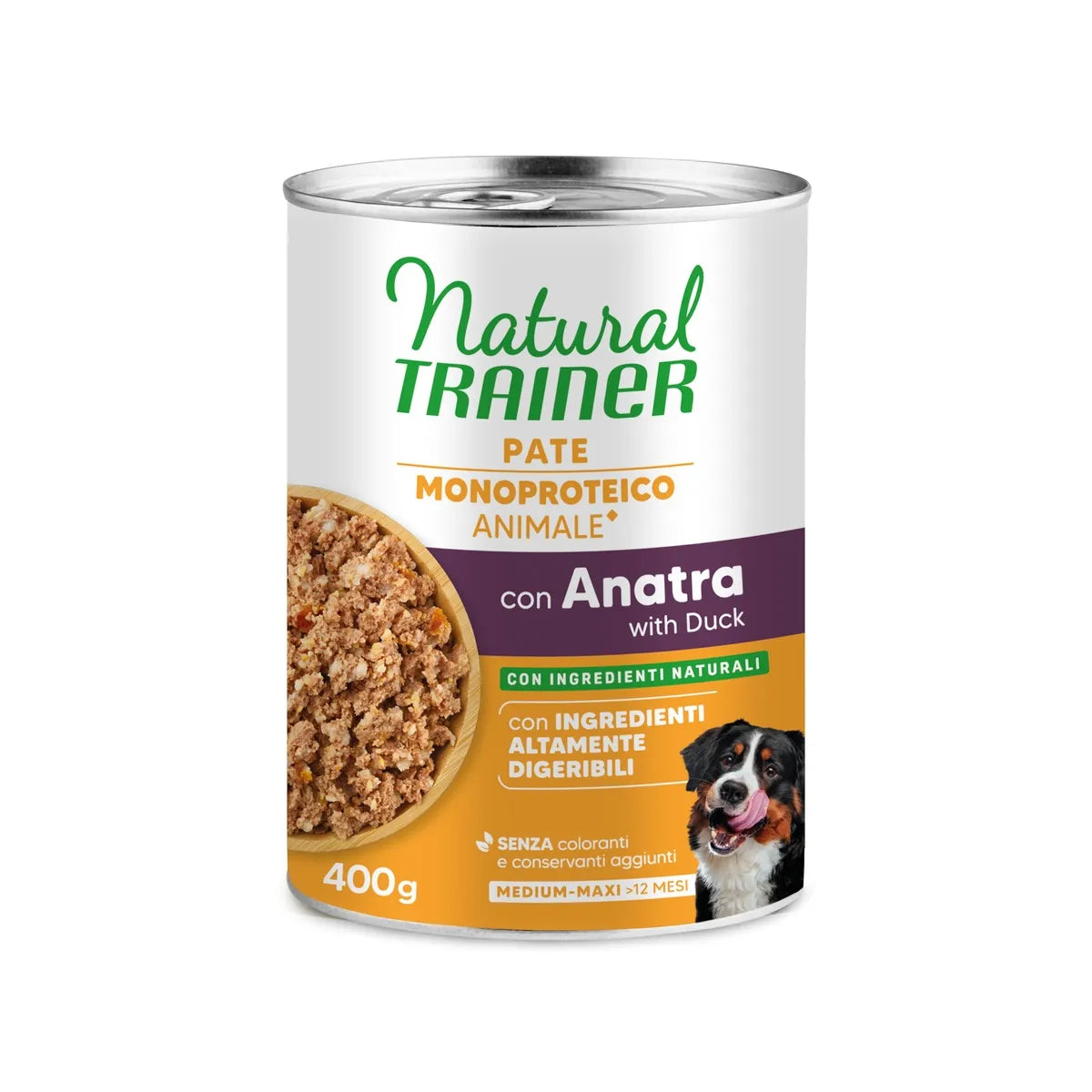 NATURAL TRAINER PATE'CON ANATRA  MONOPROTEICO MEDIUM MAX 400 GR.