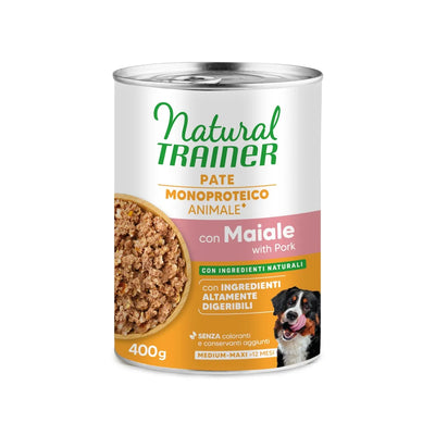 NATURALTRAINER PATE MONOPROTEICO MEDIUM MAX  400 GR CON MAIALE.